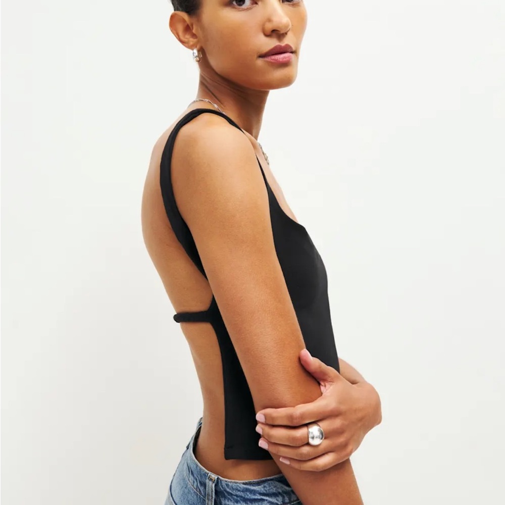 Reformation NEW Cairo Black Open-Back Tank Top